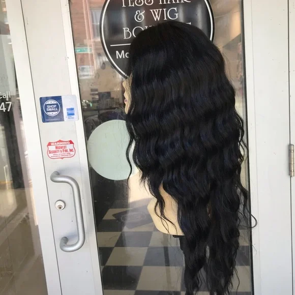 Wig Long Black Deep Wave Wig Long